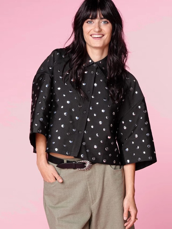 Sandro Other - Sandro Black Crystal-Studded Cropped Jacket
